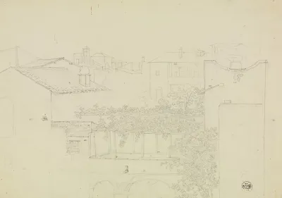 Blick Auf Hinterhauser Und Eine Pergola In Einer Italienischen Stadt