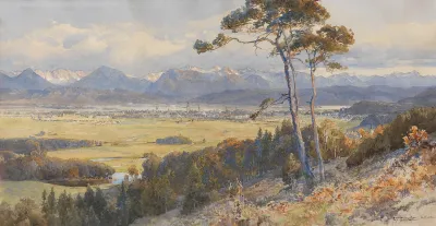 Blick Auf Klagenfurt Vor Den Bergzugen Der Karawanken