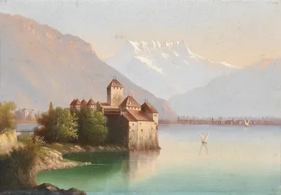 Blick Auf Schloss Chillon Am Genfer See 2
