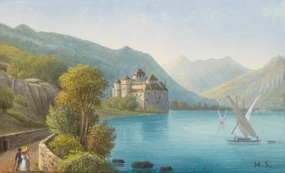 Blick Auf Schloss Chillon Am Genfer See