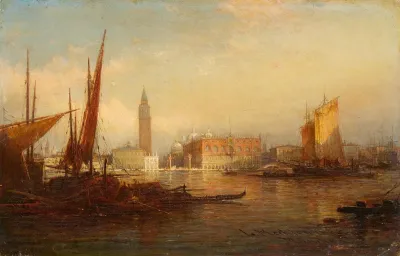 Blick Auf Venedig Mit Dogenpalast Und Markusturm