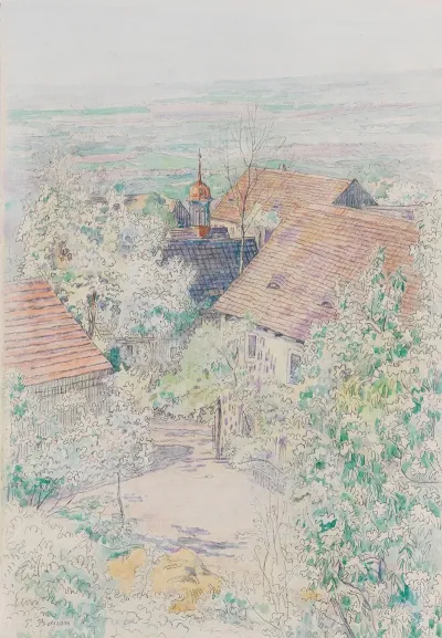 Blick Aus Homberg An Der Efze Uber Bluhende Baume