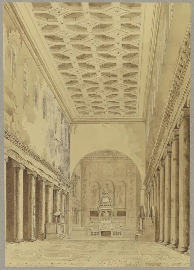 Blick Durch Das Mittelsschiff Zum Altar Von S Lorenzo Fuori Le Mura In Rom