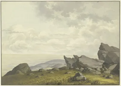 Blick Durch Felsen Auf Dem Feldberg Im Taunus Nach Reifenberg Und In Die Mainebene