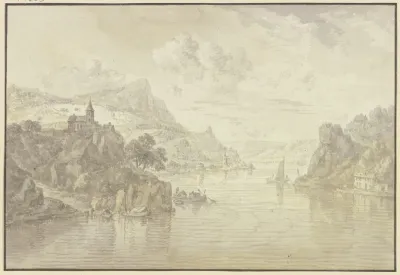 Blick In Ein Flusstal Mit Felsigen Ufern Links Auf Einem Felsen Eine Kirche