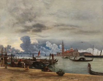 Blick Nach San Giorgio Maggiore Von Der Mole In Venedig
