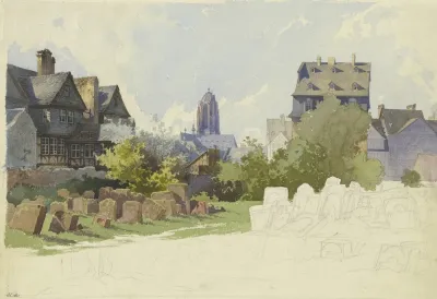 Blick Uber Den Judischen Friedhof Battonnstrase In Frankfurt Am Main Auf Sankt Bartholomaus