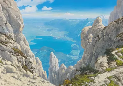 Blick Vom Grat Zwischen Herzogstand Und Heimgarten Auf Den Kochelsee