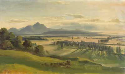 Blick Von Salzburg Gegen Bayern Mit Dem Dorf Liefering Und Dem Hochstaufen
