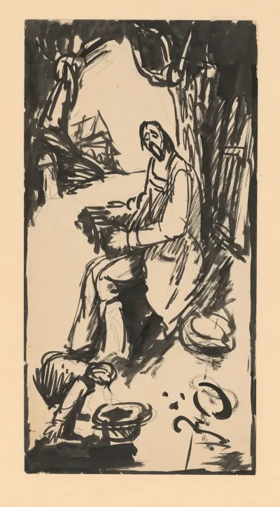 Blind Beggar Playing The Harmonica
