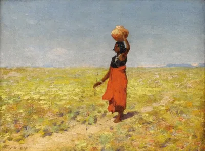 Blind Hopi Girl Returning From A Desert Watering Hole
