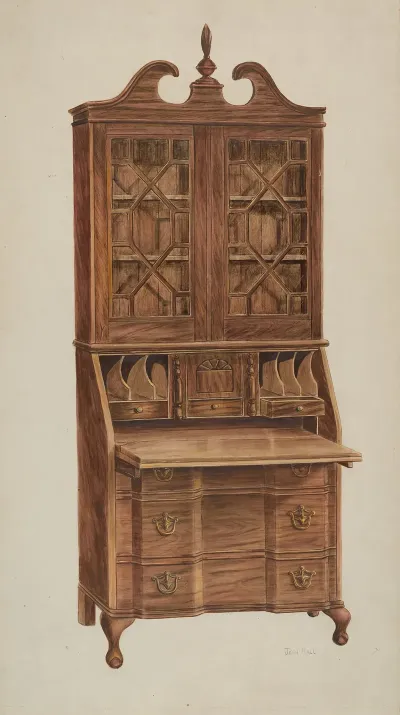 Block Front Secretary Walnut