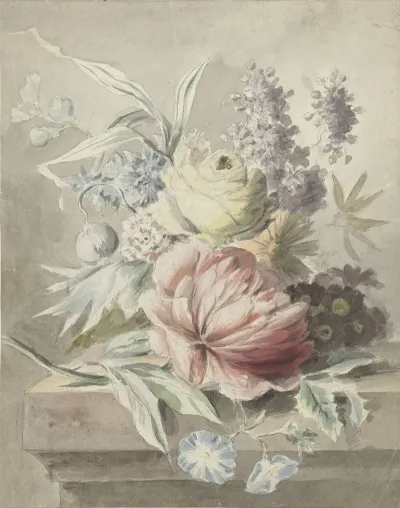 Bloemen Op Een Plint Liggende