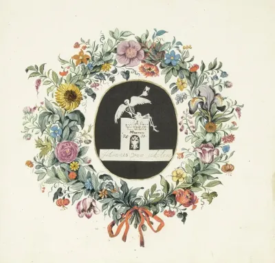 Bloemguirlande Om Een Knipsel Van Een Grafmonument