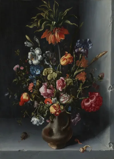 Bloemstilleven Met Een Keizerskroon In Een Stenen Nis
