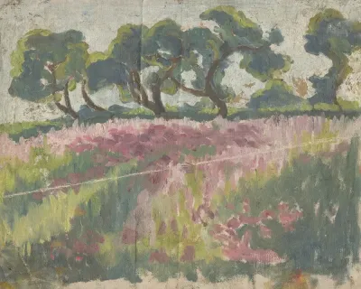 Blooming Meadow With Trees