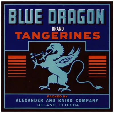 Blue Dragon Brand Tangerines Label