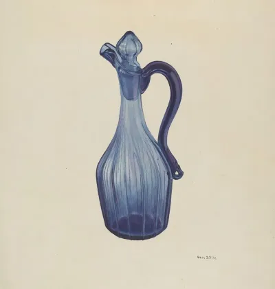 Blue Glass Cruet And Stopper