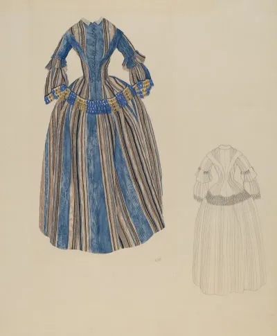Blue Grey Striped Dress