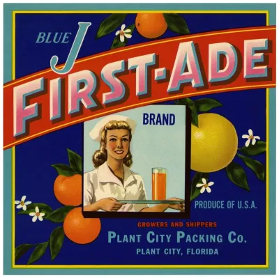 Blue J First Ade Brand Citrus Label