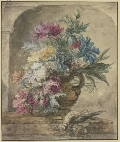 Blumenbouquet Dabei Ein Toter Vogel