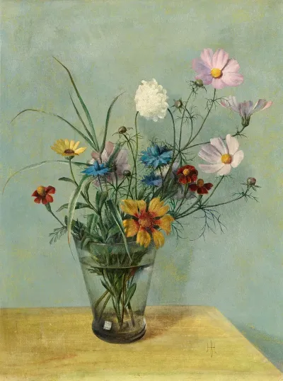 Blumenstillleben In Glasvase