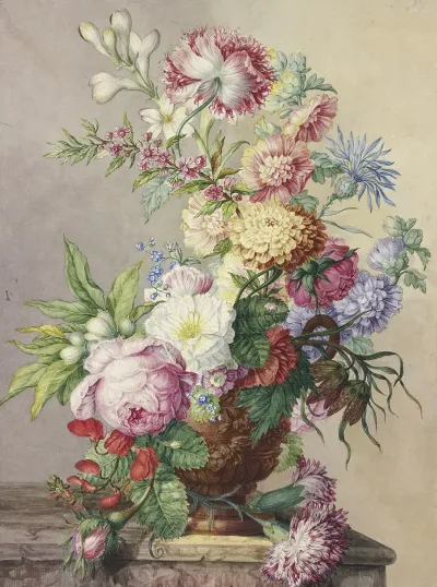 Blumenstraus In Einer Vase Auf Einem Marmortisch