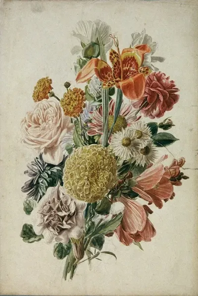 Blumenstraus Mit Tagetes Und Lilie
