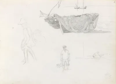 Boat With Fishing Nets Figure Studies
