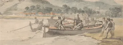Boats And Men On Shore