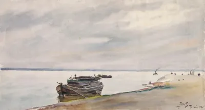 Boats And Steamship On The Vistula Near Torun