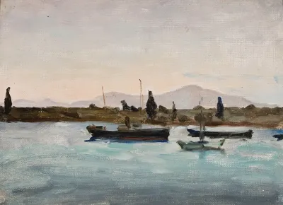 Boats At The Coast Marmora Tuscula From The Journey To Palestine