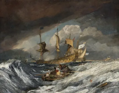 Boats Carrying Out Anchors To The Dutch Men Of War