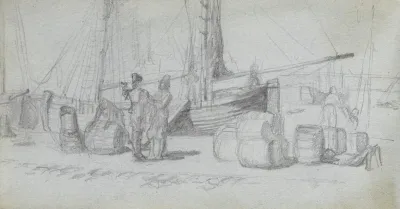 Boats Figures Cargo On A Beach
