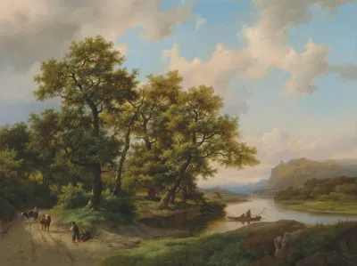 Boats On A Lake Summer Landscape