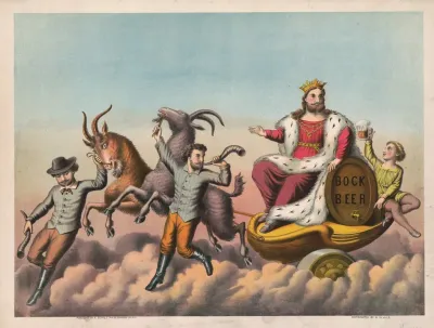 Bock Beer Goats Carrying Gambrinus On A Chariot