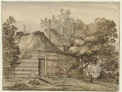Boerderij En Een Hooiberg Tussen Bomen