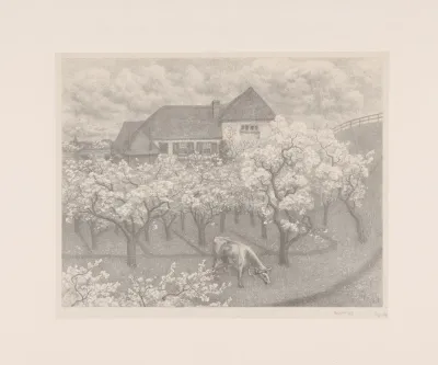 Boerderij Met Een Bloeiende Boomgaard