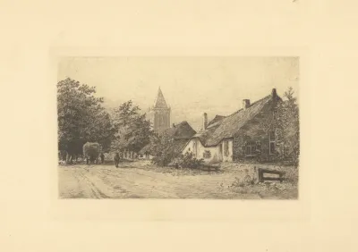 Boerderijen Met Kerktoren Op De Achtergrond