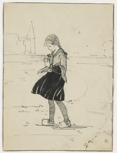Boerenmeisje In Een Weiland