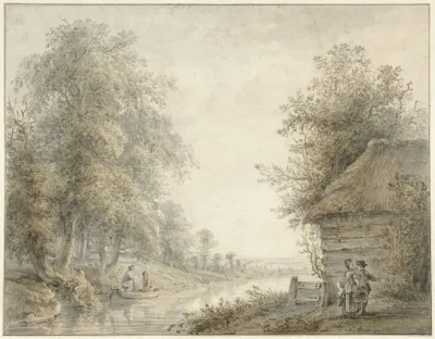 Boerenschuur Bij Een Vaart Aan Een Boszoom