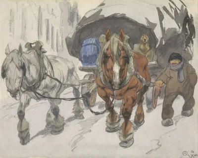Boerenwagen Met Twee Paarden Ervoor