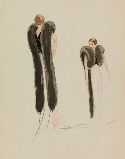Bolero Noir Avec 2 Longues Bandes De Fourrure Noire Dans Le Dos