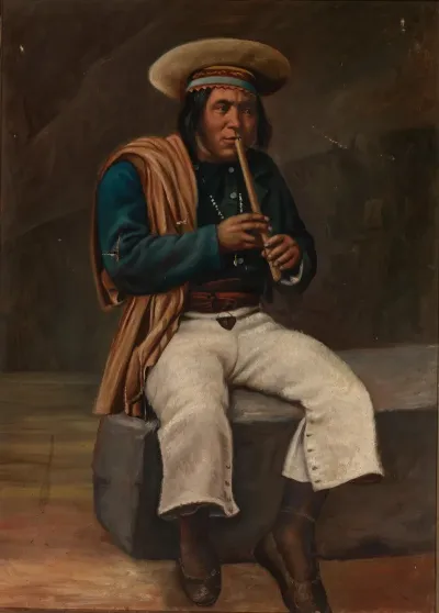 Bolivian Indian Playing The Quena