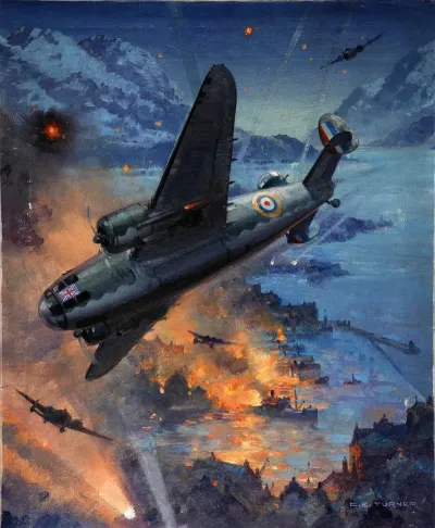 Bombing Scene Description Hudson Bombers On A Coastal Raid