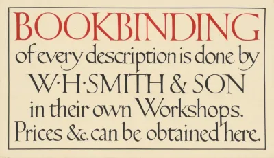 Book Binding Of Every Description Is Done By W H Smith Son