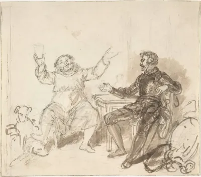 Book Illustration Knight And Monk