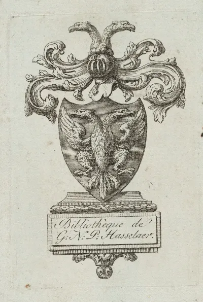 Bookplate Bibliotheque De G N P Hasselaer