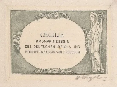 Bookplate Cecilie Kronprinzessin Des Deutchen Reichs Und Kronprinzessin Von Preussen