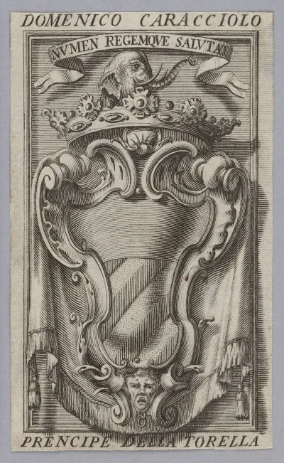 Bookplate Domenico Caracciolo Prencipe Della Torella Numen Regemque Salvat